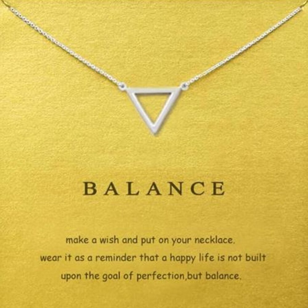 Triangle Pendant Necklace “Balance” Minimalist Inspirational Jewelry Friendship